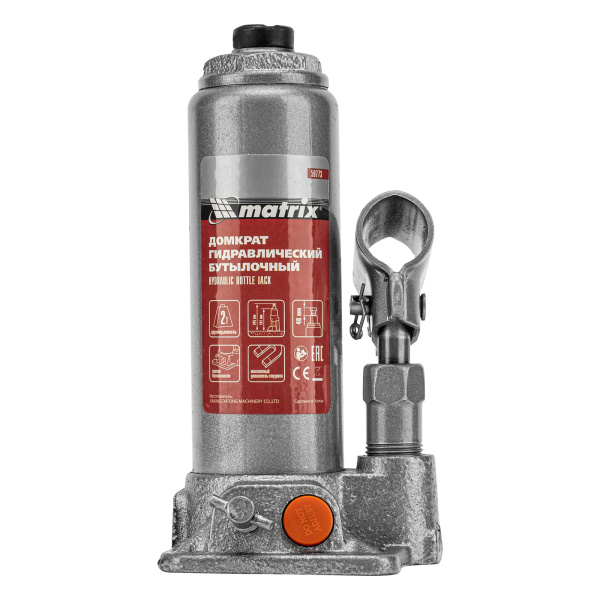 Домкрат гидравлический бутылочный, 2 т, h подъема 181-345 мм, в пластиковом кейсе Matrix цена