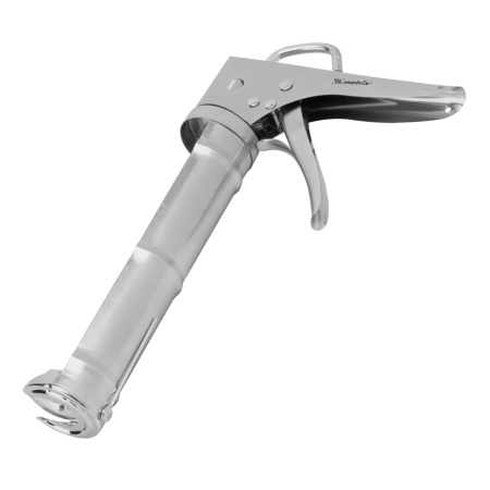 Пистолет для герметика, 310 мл, "полуоткрытый", хромированный, зубчатый шток 7 мм Matrix цена