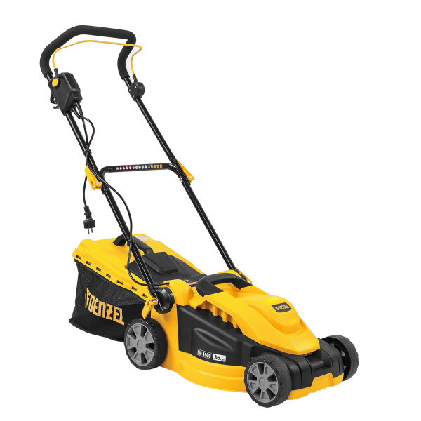 Газонокосилка электрическая GM-1600, 1600 Вт, ширина 36 см, 3 уровя, травосборник 35 л. Denzel цена