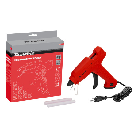 Клеевой пистолет, 11 мм, 40 (100) Вт, 18 г/мин, выключатель и индикатор напряжения Matrix цена