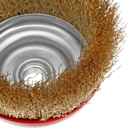 Щетка для УШМ, 100 мм, М14, "чашка", латунированная витая проволока Matrix