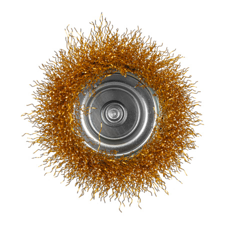 Щетка для дрели, 75 мм, "чашка" со шпилькой, латунированная витая проволока Matrix