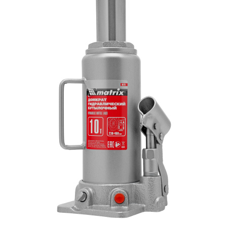 Домкрат гидравлический бутылочный, 10 т, высота подъема 230-460 мм Matrix цена