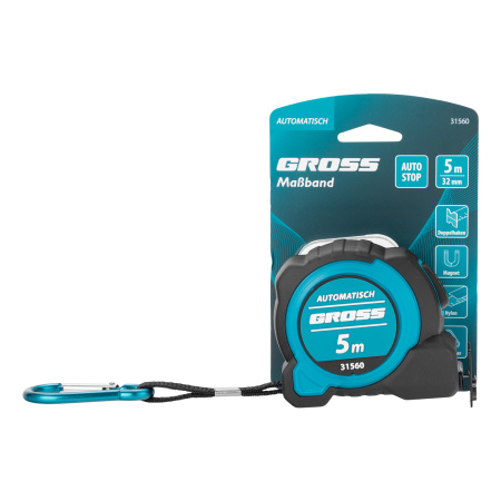 Рулетка "Automatisch", 5 м х 32 мм, нейлон, магнит, двустор. разметка, антиизлом, автоcтоп Gross цена
