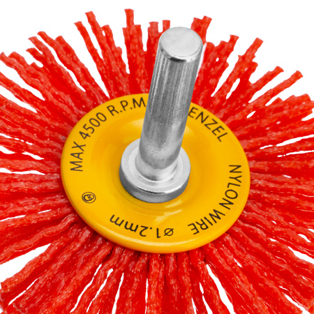 Щетка для дрели, 65 мм, Плоская, со шпилькой, нейлоновая щетина Denzel