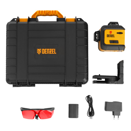 Лазерный уровень мультипризменный LX 360-3 Red, 30 м, 635 нм, аккумулятор Li 2800 мАч, резьба 5/8" Denzel цена