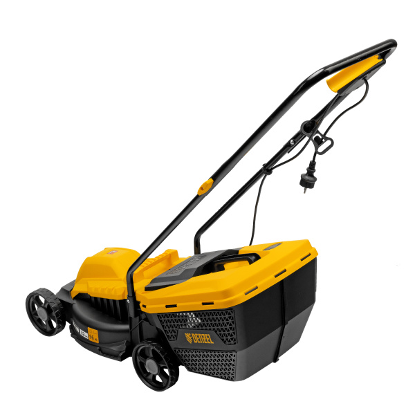 Газонокосилка электрическая GM-1100, 1100 Вт, шир. 32 см, 3 уров., травосб. 30 л Denzel цена