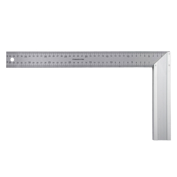 Угольник стальной 400 мм, нержавеющая сталь, градуировка, алюминиевое основание Denzel цена