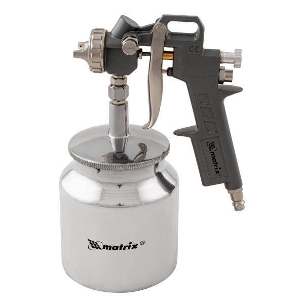 Краскораспылитель пневматический с нижним бачком V 0.75 л, сопло D 1.2, 1.5 и 1.8 мм Matrix цена