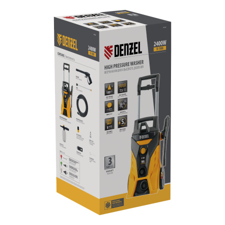 Моечная машина высокого давления R-180i, 2400 Вт, 180 бар, 7.5 л/мин, асинхронный двигатель Denzel