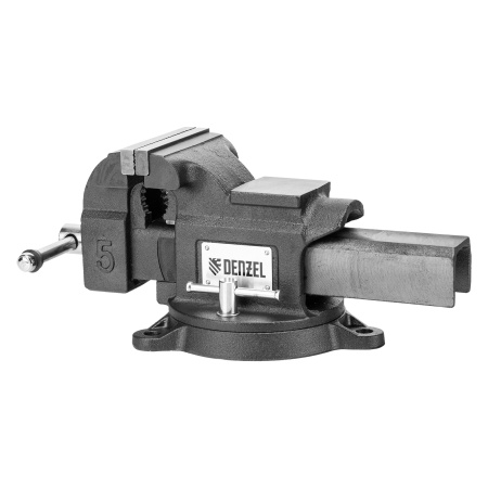 Тиски слесарные BVH-125, 125 мм, поворотные, стальная направляющая, с наковальней //Denzel