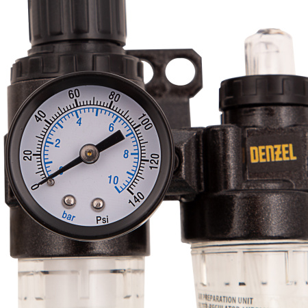 Блок подготовки воздуха регулятор-фильтр-лубрикатор FLR1500, 10 бар, 1500 л/мин, 1/4" Denzel цена