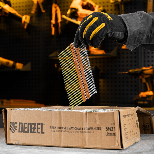 Гвозди для пнев. нейлера (оцинк.) длина - 90 мм, диам. - 3,05 мм, 2000 шт. Denzel цена