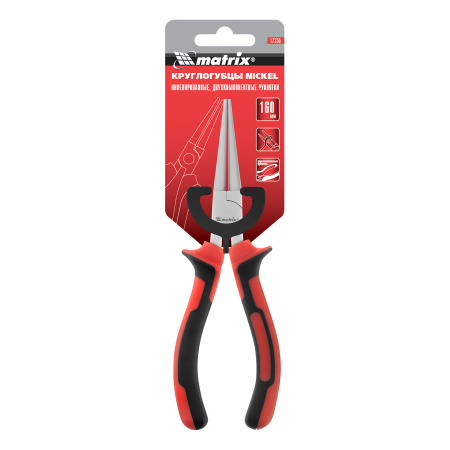 Круглогубцы Nickel, 160 мм, никелированные, двухкомпонентные рукоятки Matrix