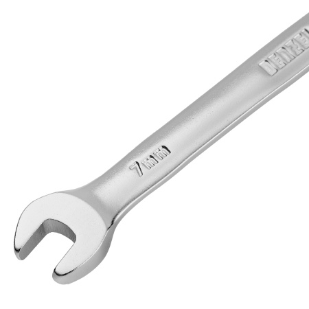 Ключ комбинированный трещоточный, 7 мм, CrV, матовый хром Denzel