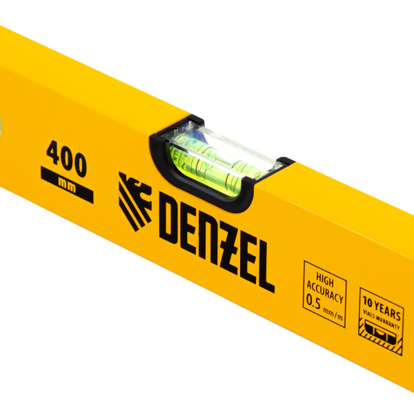 Уровень алюминиевый, 400 мм, фрезерованный, 3 глазка Denzel цена