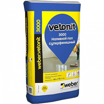 Пол наливной суперфинишный Weber.Vetonit 3000 20 кг Пол наливной Weber Vetonit 3000 20 кг