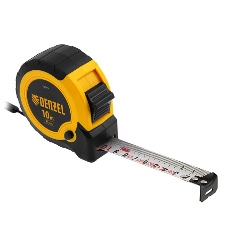 Рулетка 10м х 25мм, двухкомп. корпус, кнопка-пауза Denzel цена