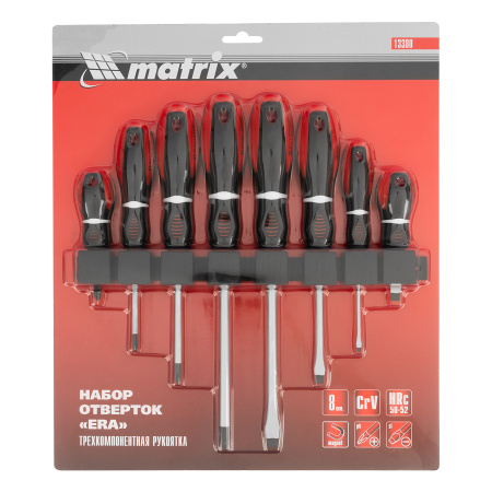 Набор отверток "Era", 8 шт, CrV, трехкомпонентная рукоятка Matrix