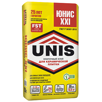 Клей плиточный Unis ХХI 25 кг Unis XXI клей плиточный 25 кг