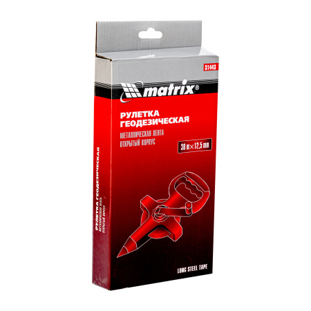 Рулетка геодезическая, 30 м х 12,5 мм, металлическая лента, открытый корпус Matrix цена
