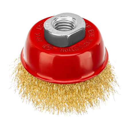 Щетка для УШМ, 65 мм, М14, "чашка", латунированная витая проволока Matrix