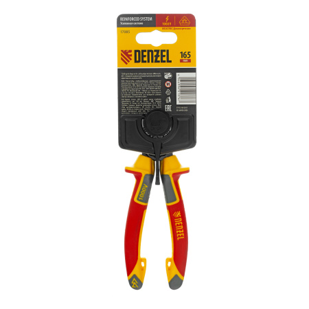 Плоскогубцы комбинированные, диэлектрические трехкомпонентные рукоятки до 1000 В, 165 мм Denzel