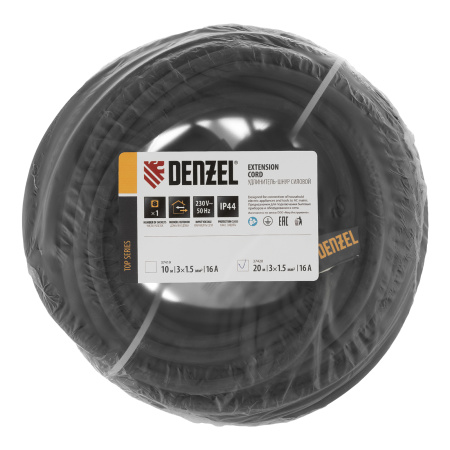 Удлинитель-шнур силовой Top Series, КГТТ, 20м, 1 розетка, 3 x 1,5 мм Denzel цена