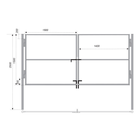 Ворота распашные каркас со столбами 3х1,5 м графитовый серый RAL 7024