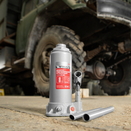 Домкрат гидравлический бутылочный, 8 т, высота подъема 230-457 мм Matrix цена