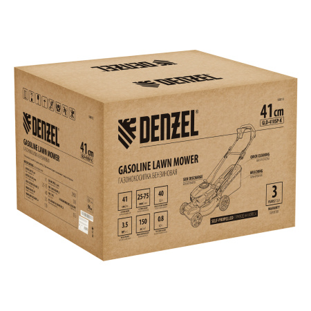 Газонокосилка бензиновая GLD-410SP-K, 150 см3, 41 см, привод, 40 л// Denzel цена