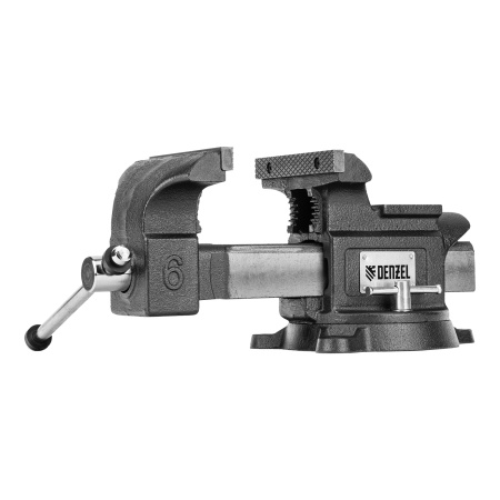 Тиски слесарные BVH-150, 150 мм, поворотные, стальная направляющая, с наковальней //Denzel