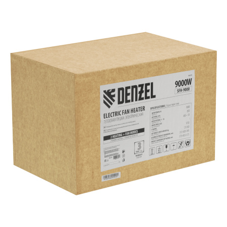 Тепловая пушка SFH-9000, 400 В, 850 м3/ч, вентилятор 3 режима, 6000/9000 Вт Denzel