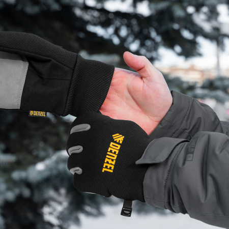 Перчатки универсальные, двойные, работа с сенсорным экраном, вязаная манжета, размер 10 Denzel