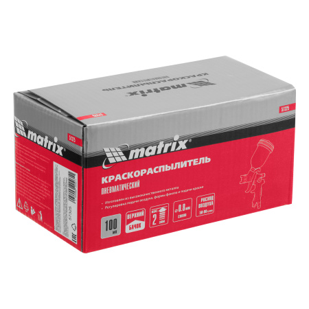 Краскораспылитель HVLP пневмат. с верхним бачком V= 0,1 л, сопло диаметром 0.8 мм Matrix цена