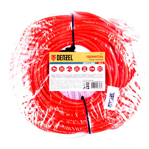 Удлинитель-шнур силовой, 50 м, 1 розетка, 10 A, серия УХ10 Denzel цена