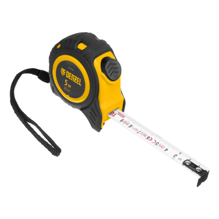 Рулетка 5м х 25мм, обрезиненный корпус, автоматическая фиксация Denzel цена