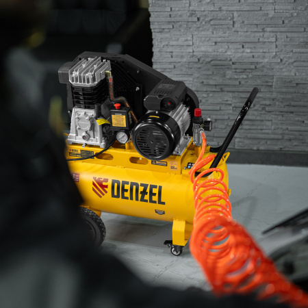 Компрессор воздушный рем. привод BCI 2100/50, 2,1 кВт, 50 литров, 400 л/мин Denzel