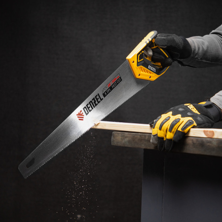 Ножовка по дереву, 500 мм, 9 TPI, зуб 3D, двухкомпонентная рукоятка Denzel цена