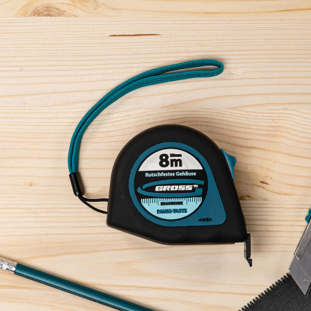 Рулетка "Ergonomisch",8 м x 25 мм,магнитный обрезиненный зацеп Gross цена