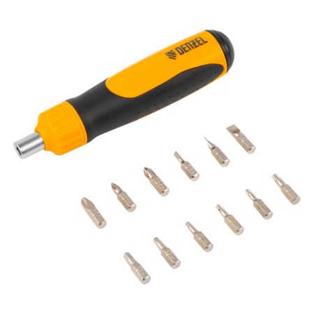 Отвертка реверсивная, механизм SmartPush 12 шт, S2 Denzel