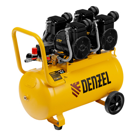 Компрессор безмасл. малошумный DLP -3000/50, 3 кВт, 2х1,5 кВт,50 л, 2850 об/мин,500 л/мин Denzel