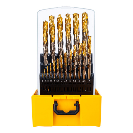 Набор сверл по металлу, 1-13 мм, Р6М5К8-TiN, Golden Tip, 25 шт Denzel