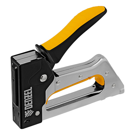 Степлер металлический, скобы в комплекте, 2К рукоятка, тип 53, 6-10 мм Denzel цена