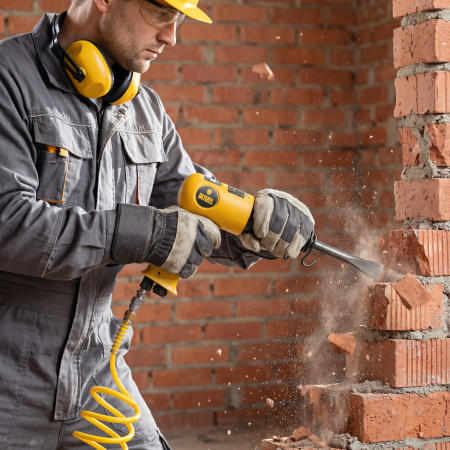 Пневматический молоток НР4500 + набор насадок, 113 л/мин, 4500 уд/мин Denzel цена