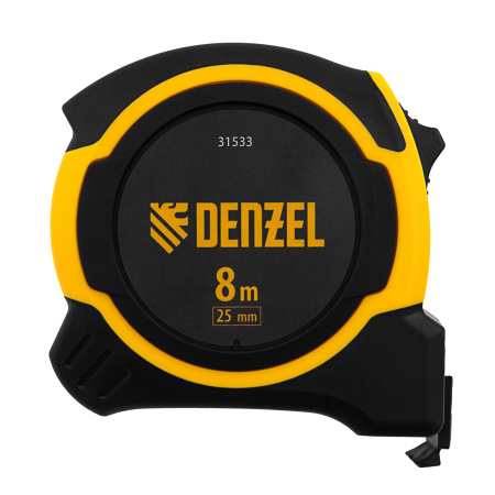 Рулетка 8м х 25мм, двухкомп. корпус, магнитный обрезиненный зацеп Denzel цена