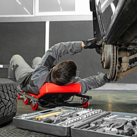 Лежак ремонтный на шести колесах, 1030 х 440 х 120 мм, поднимающийся подголовник Matrix цена