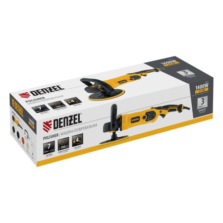 Машина полировальная CP-180, 1400 Вт, 180 мм, 0-3000 об/мин Denzel цена