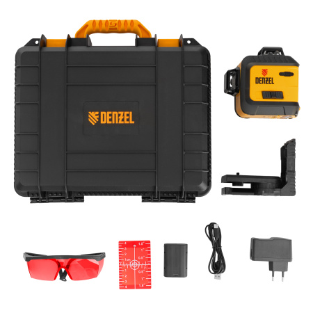 Лазерный уровень мультипризменный LX 360-2 Red, 30 м, 635 нм, аккумулятор Li 2800 мАч, резьба 5/8" Denzel цена