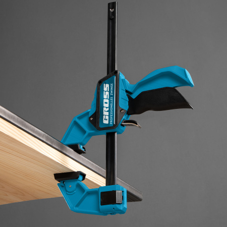 Струбцина реечная, быстрозажимная, пистолетного типа, пошаговый механизм, пластиковый корпус, 150 мм Gross цена